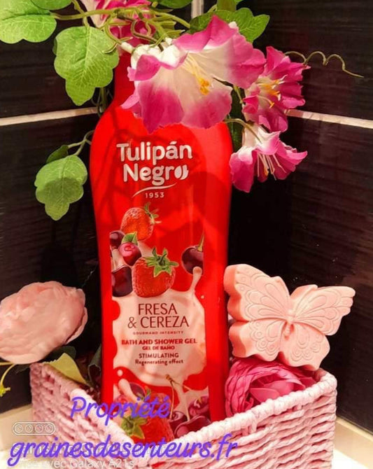 Gel douche et bain Tulipan Negro fraise cerise 650ml