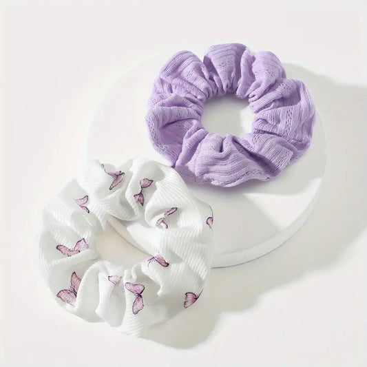 Lot de 2 chouchous imprimés papillon 100% coton